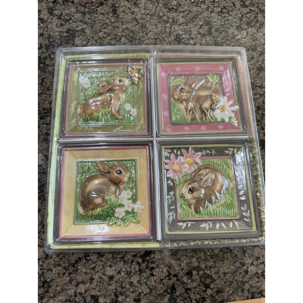 MWW Market Easter Woodland Sanctuary Mini Plates Set Of 4 Original Box